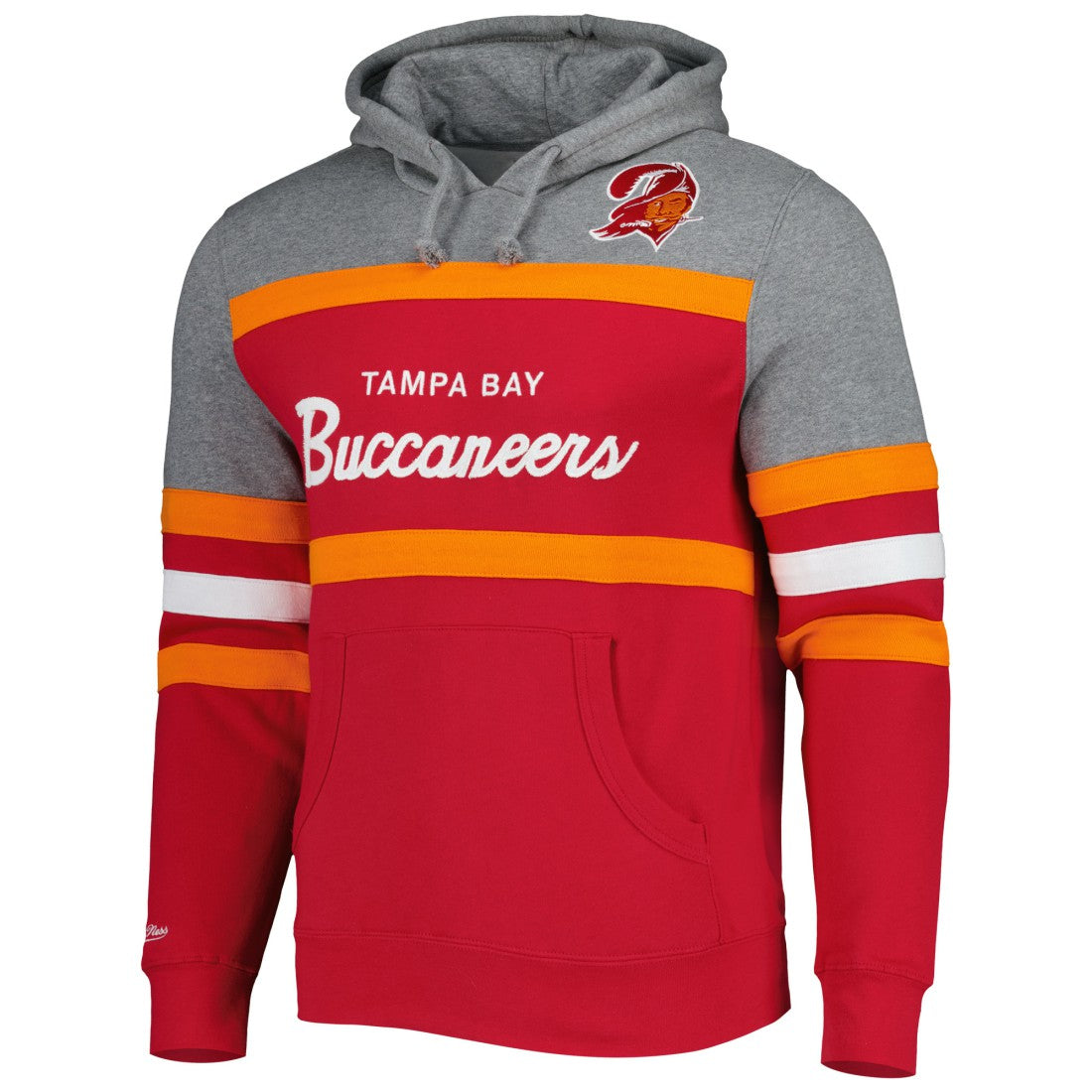 Tampa Bay Buccaneers Head Coach Pullover Hoodie Red/Heathered Gray - Mitchell & Ness