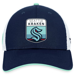 Seattle Kraken Fanatics 2023 NHL Draft On Stage Trucker Adjustable Hat Deep Sea Blue