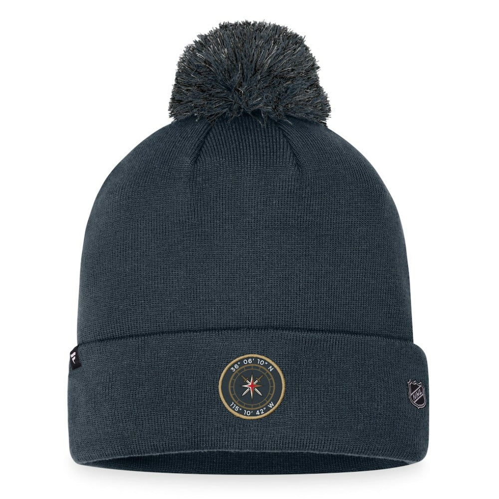 Vegas Golden Knights Fanatics 2023 NHL Draft Cuffed Knit Hat with Pom Charcoal