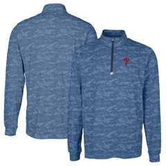 Philadelphia Phillies Cutter & Buck Big & Tall Traverse Camo Print Stretch Quarter-Zip Pullover Top for sale