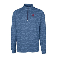 Philadelphia Phillies Cutter & Buck Big & Tall Traverse Camo Print Stretch Quarter-Zip Pullover Top for sale