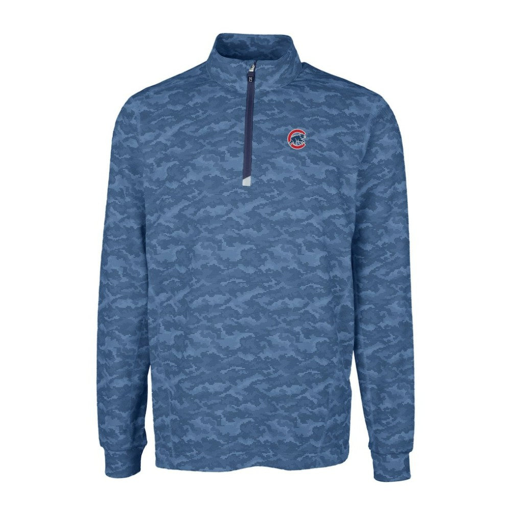 Chicago Cubs Cutter & Buck Big & Tall Traverse Camo Print Stretch Quarter-Zip Pullover Top Sale