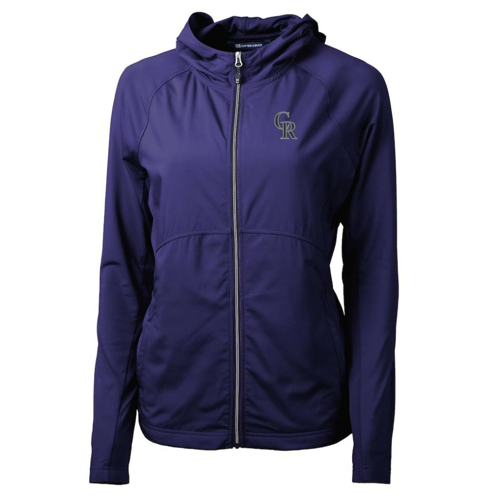 Colorado Rockies Cutter & Buck Women's Adapt Eco Knit Hybrid Recycled Full-Zip Hoodie On Sale