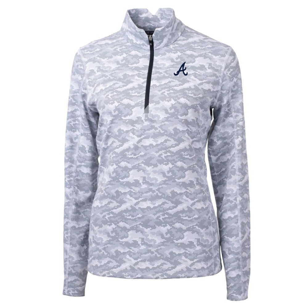 Atlanta Braves Cutter & Buck Women's Traverse Camo Print Stretch Quarter-Zip Pullover Top for sale