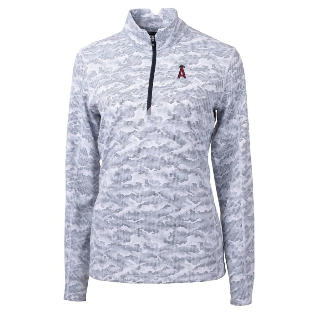 Los Angeles Angels Cutter & Buck Women's Traverse Camo Print Stretch Quarter-Zip Pullover Top for sale