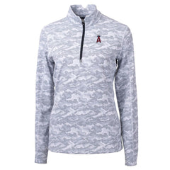 Los Angeles Angels Cutter & Buck Women's Traverse Camo Print Stretch Quarter-Zip Pullover Top for sale