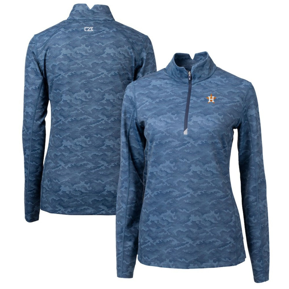 Houston Astros Cutter & Buck Women's Traverse Camo Print Stretch Quarter-Zip Pullover Top for sale