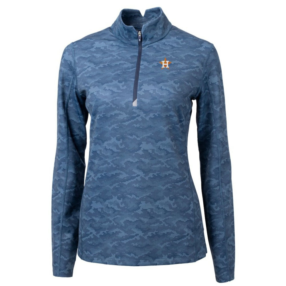 Houston Astros Cutter & Buck Women's Traverse Camo Print Stretch Quarter-Zip Pullover Top for sale