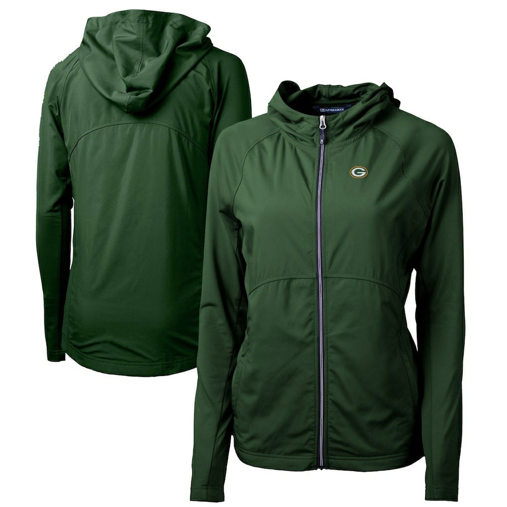 Green Bay Packers Cutter & Buck Women's Adapt Eco Knit Hybrid Recycled Full-Zip Hoodie Hunter Green - NFL