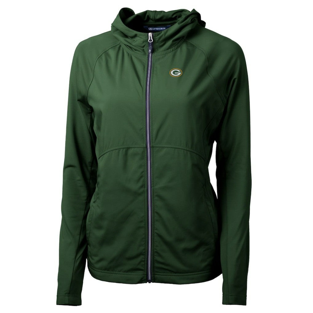 Green Bay Packers Cutter & Buck Women's Adapt Eco Knit Hybrid Recycled Full-Zip Hoodie Hunter Green - NFL