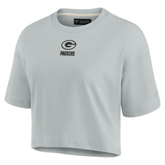 Green Bay Packers Women's Elements Super Soft Boxy Cropped T-Shirt Gray - Fanatics