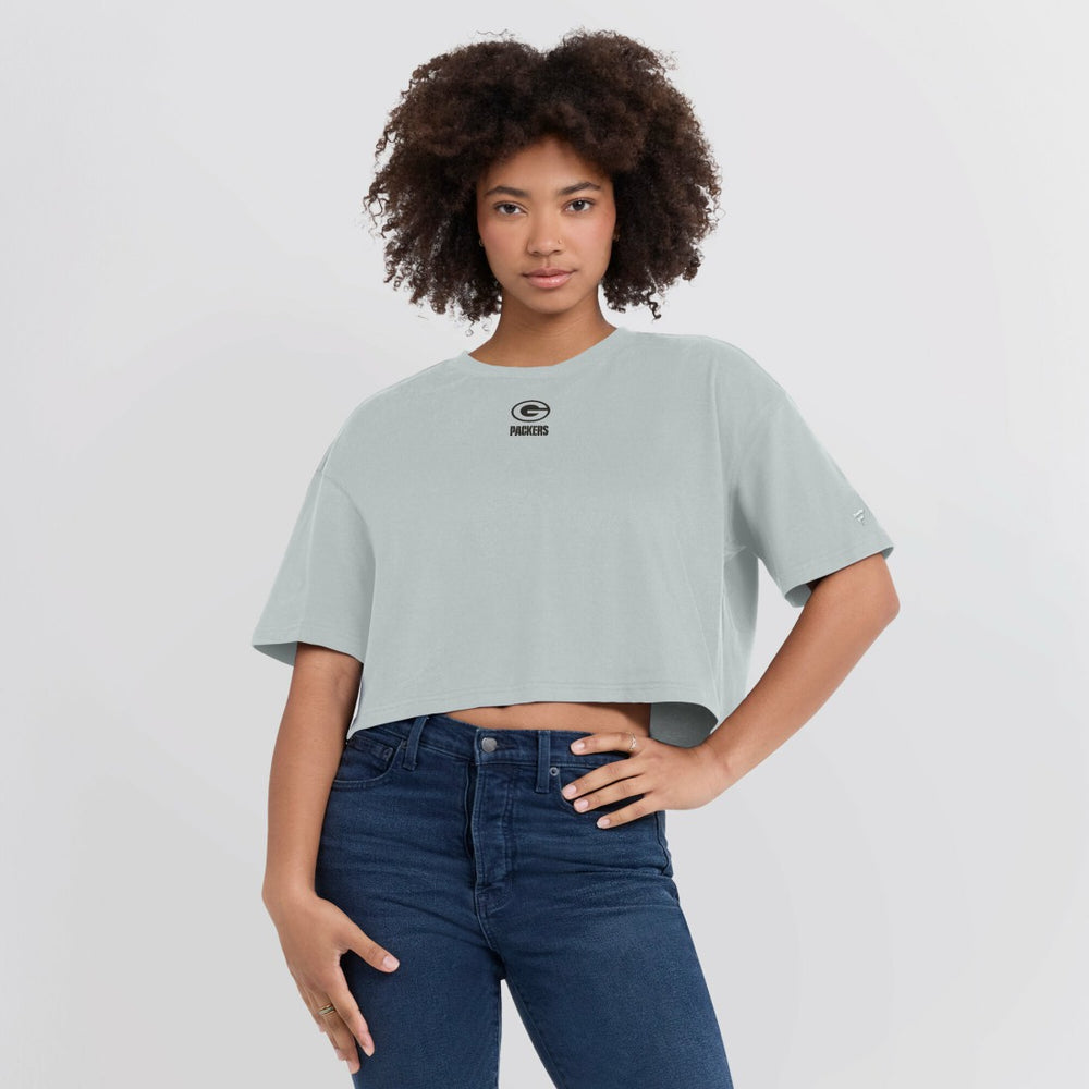 Green Bay Packers Women's Elements Super Soft Boxy Cropped T-Shirt Gray - Fanatics