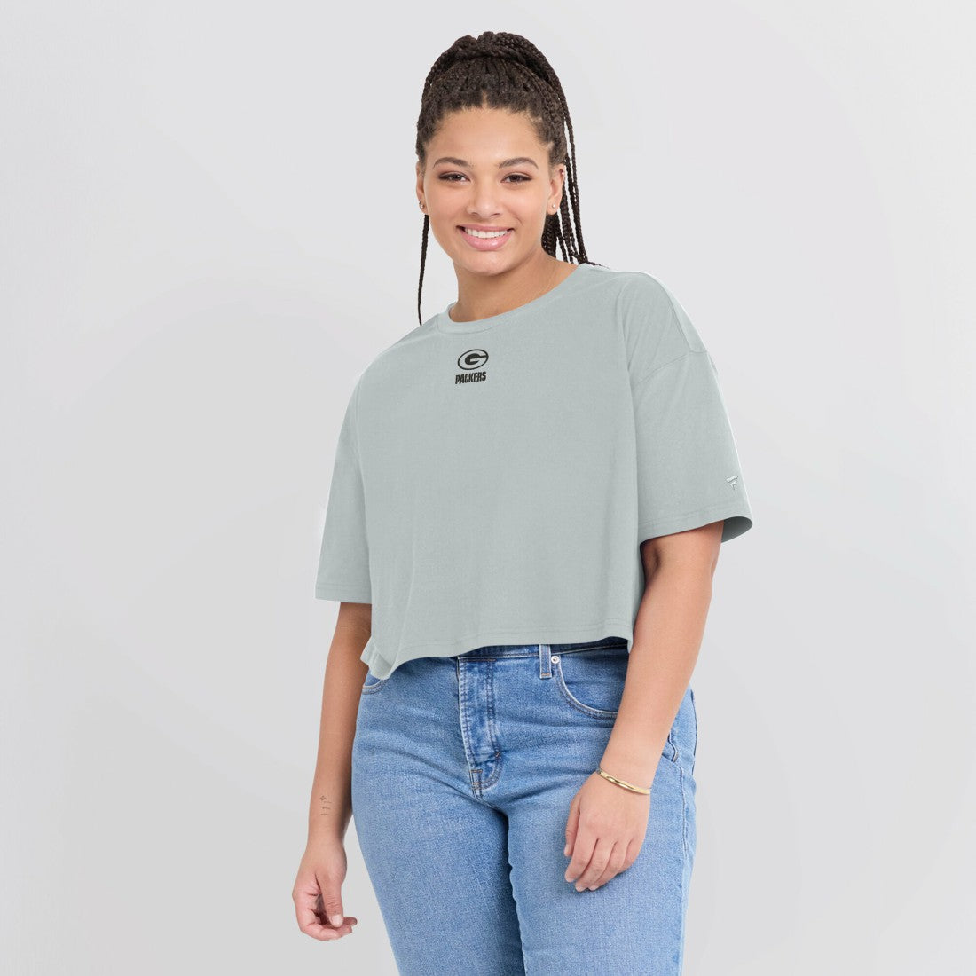 Green Bay Packers Women's Elements Super Soft Boxy Cropped T-Shirt Gray - Fanatics