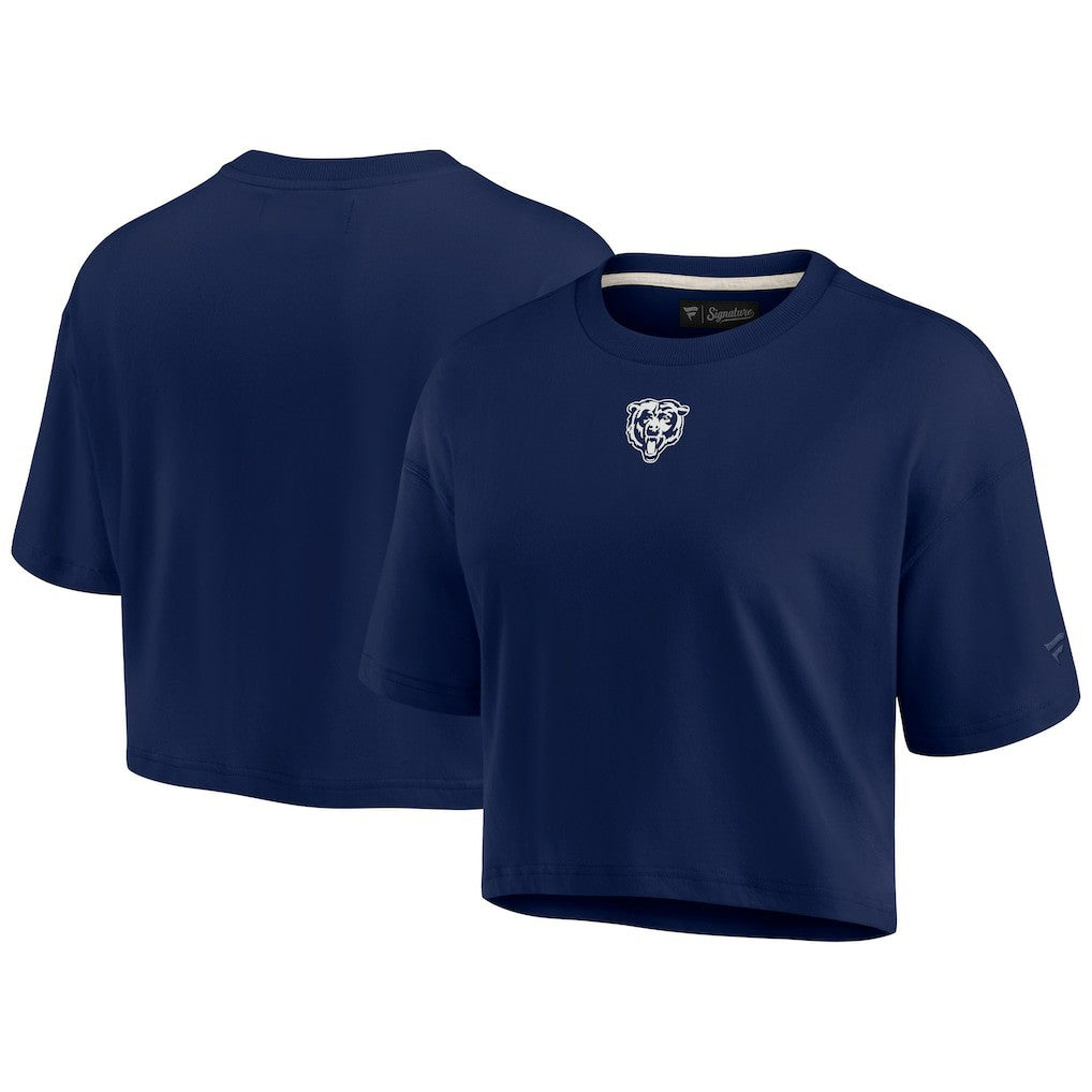 Chicago Bears Women's Elements Super Soft Boxy Cropped T-Shirt Navy - Fanatics