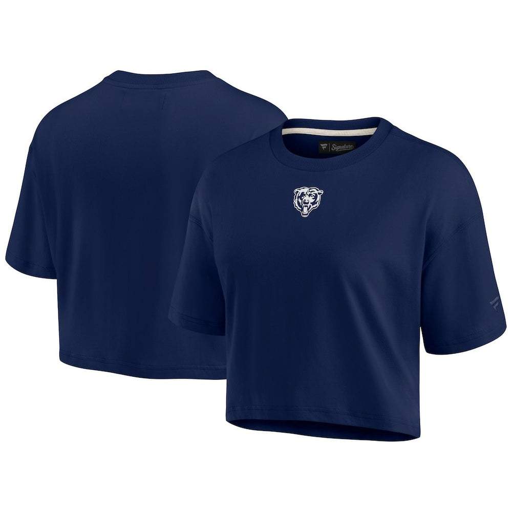 Chicago Bears Women's Elements Super Soft Boxy Cropped T-Shirt Navy - Fanatics