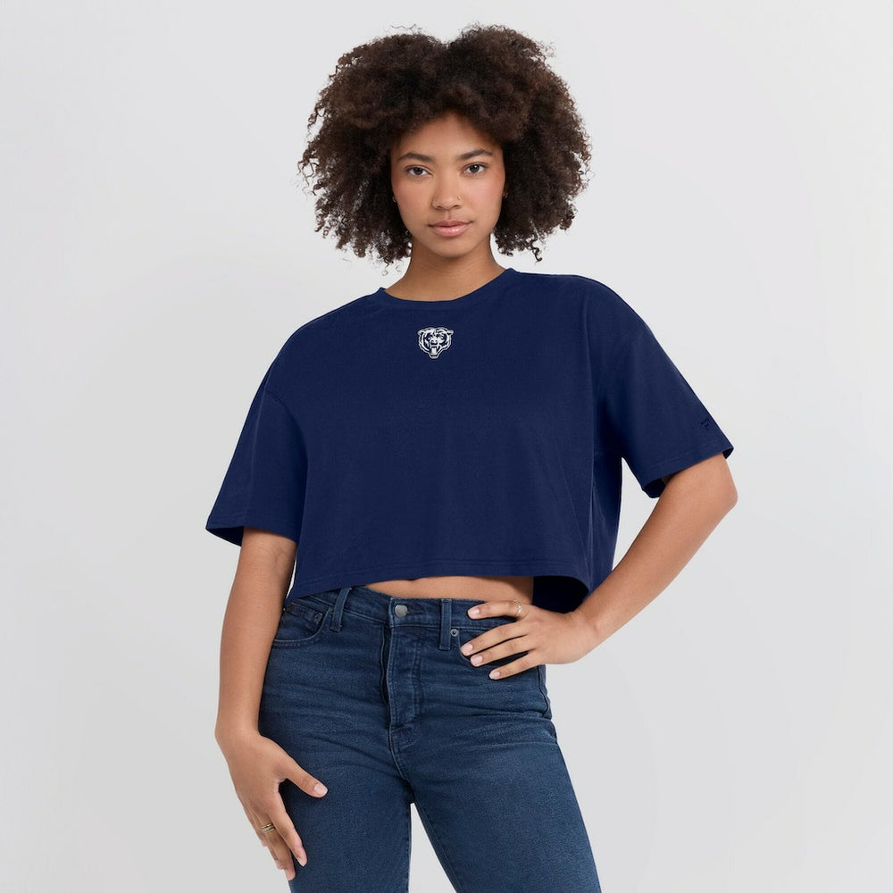 Chicago Bears Women's Elements Super Soft Boxy Cropped T-Shirt Navy - Fanatics