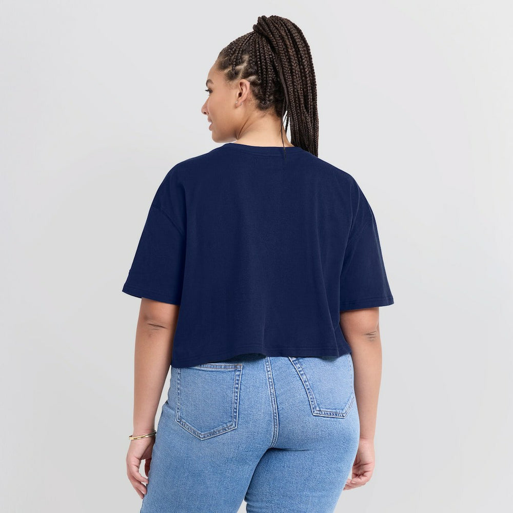 Chicago Bears Women's Elements Super Soft Boxy Cropped T-Shirt Navy - Fanatics