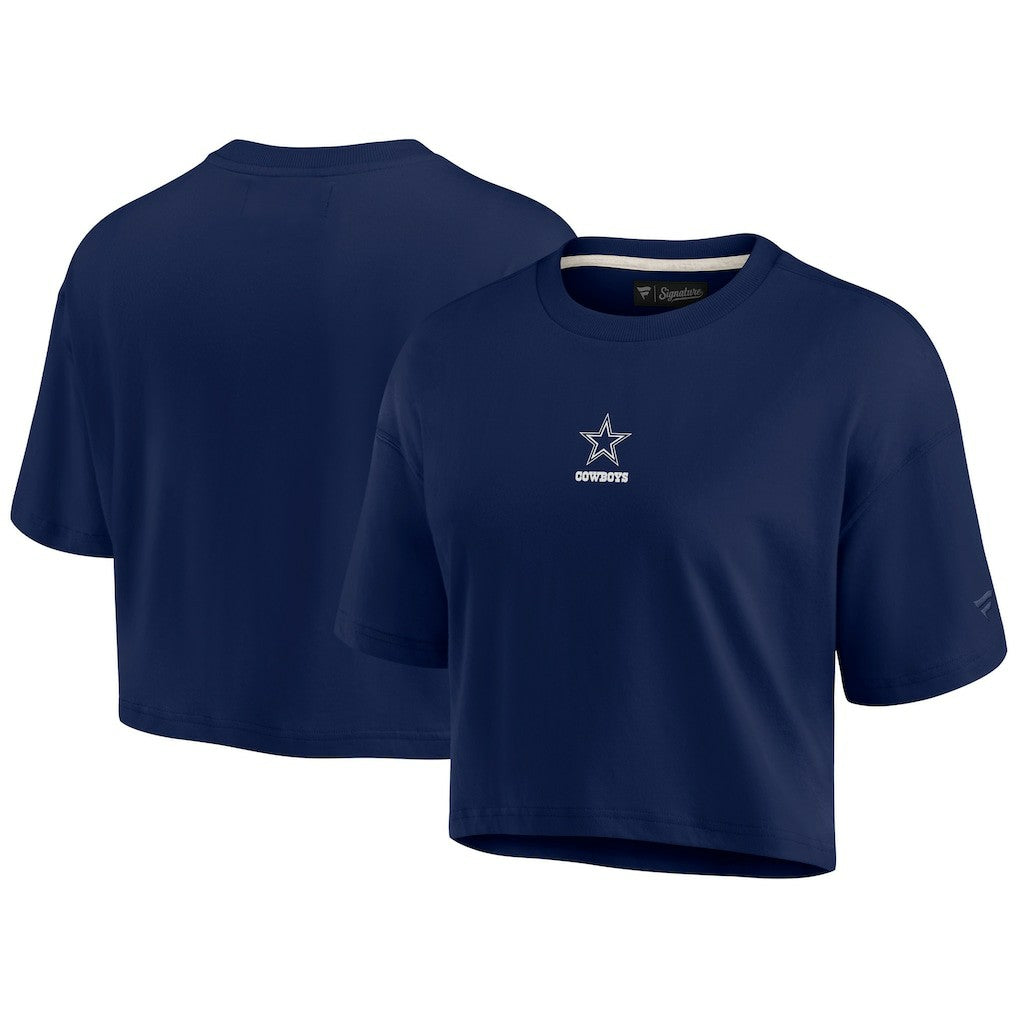 Dallas Cowboys Women's Elements Super Soft Boxy Cropped T-Shirt Navy - Fanatics