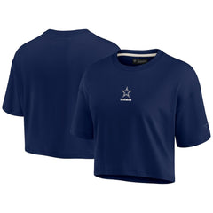 Dallas Cowboys Women's Elements Super Soft Boxy Cropped T-Shirt Navy - Fanatics