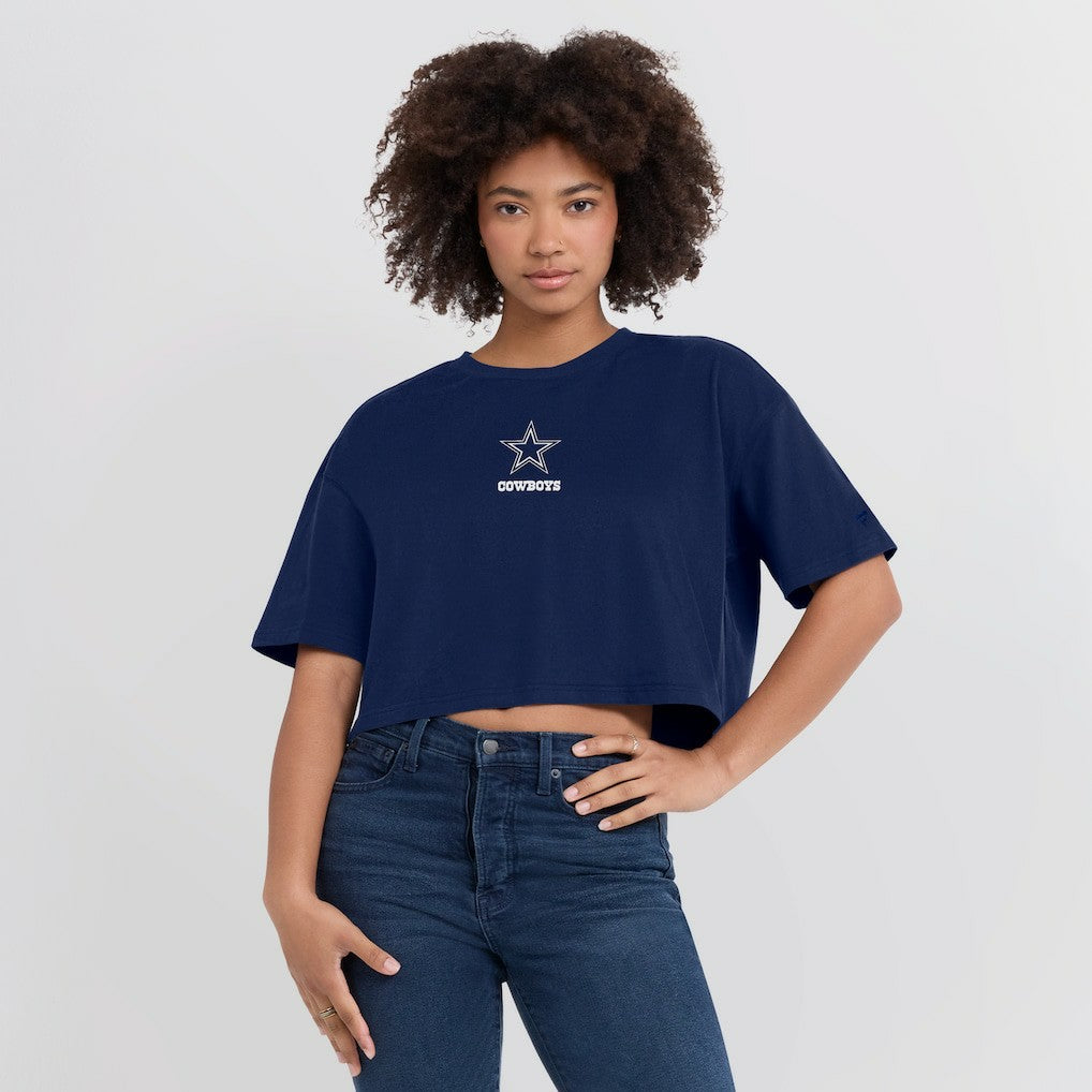 Dallas Cowboys Women's Elements Super Soft Boxy Cropped T-Shirt Navy - Fanatics