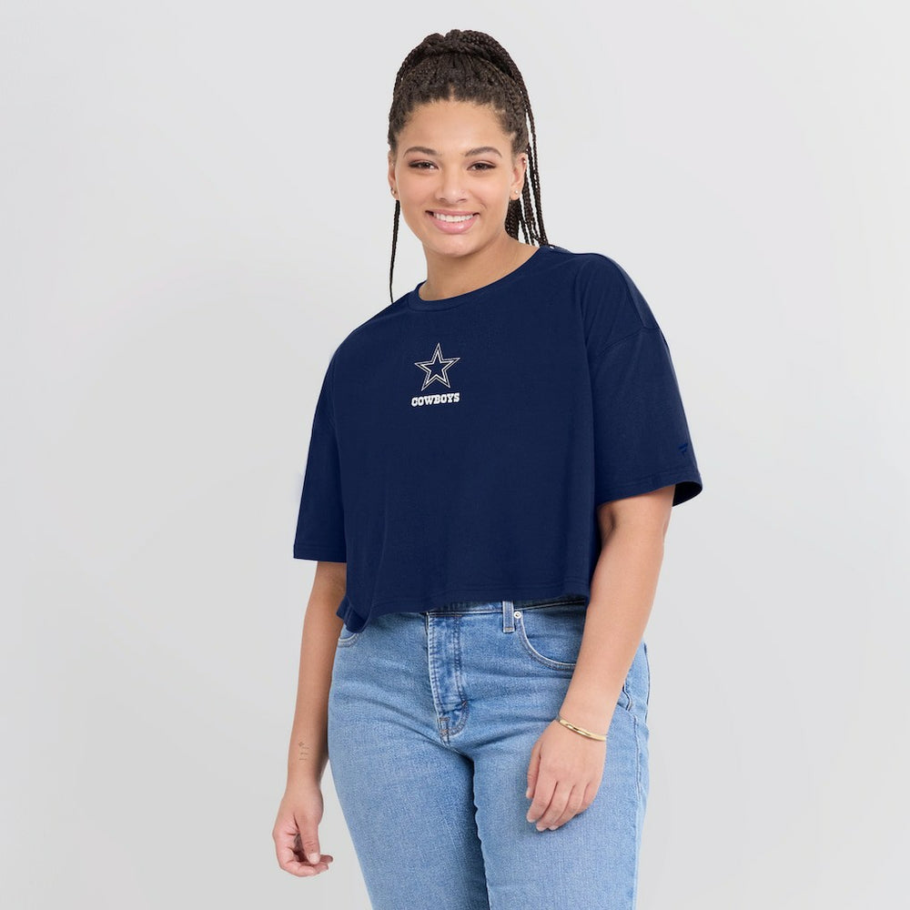 Dallas Cowboys Women's Elements Super Soft Boxy Cropped T-Shirt Navy - Fanatics