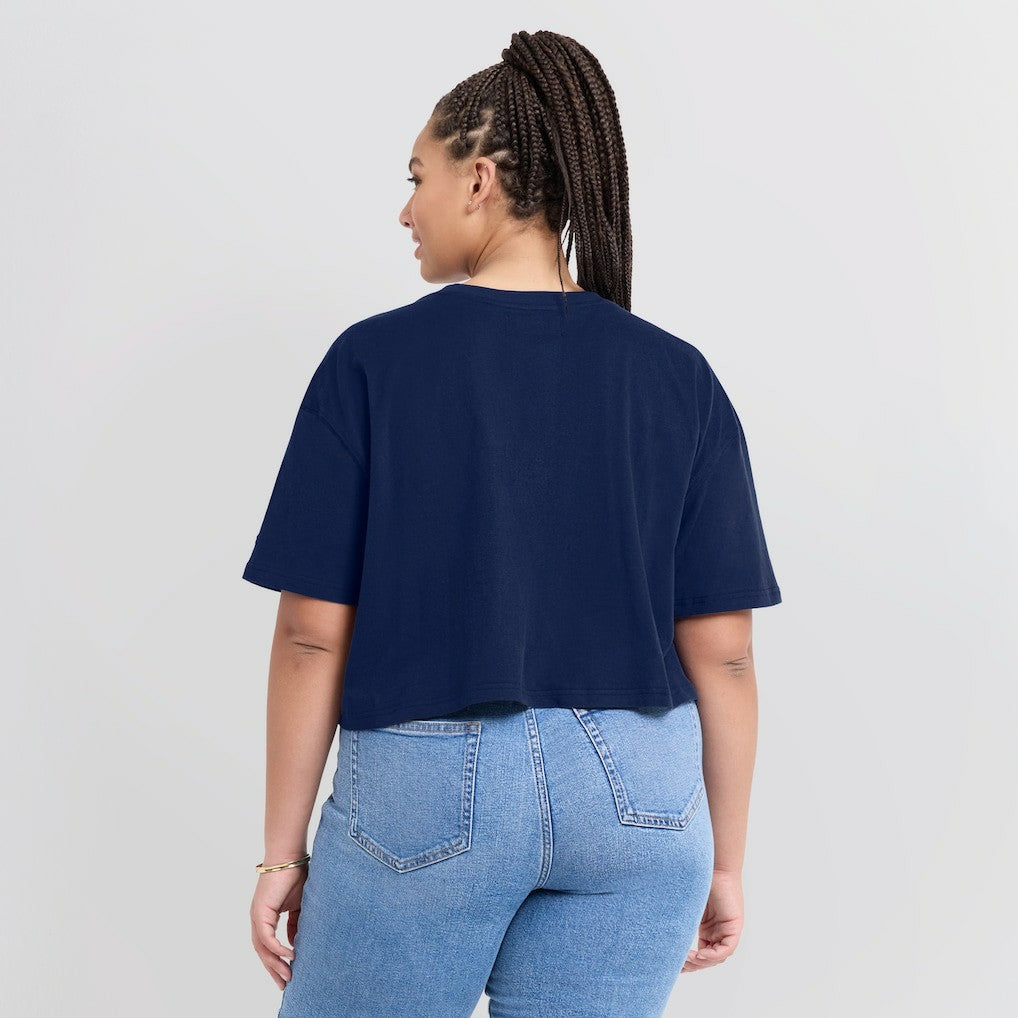 Dallas Cowboys Women's Elements Super Soft Boxy Cropped T-Shirt Navy - Fanatics
