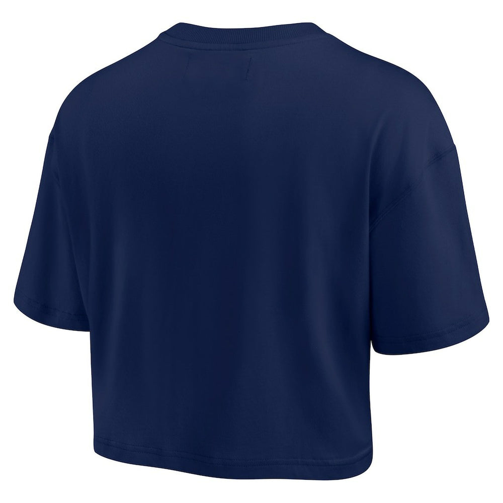 New England Patriots Women's Elements Super Soft Boxy Cropped T-Shirt Navy - Fanatics