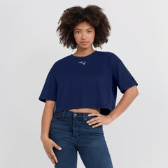 New England Patriots Women's Elements Super Soft Boxy Cropped T-Shirt Navy - Fanatics