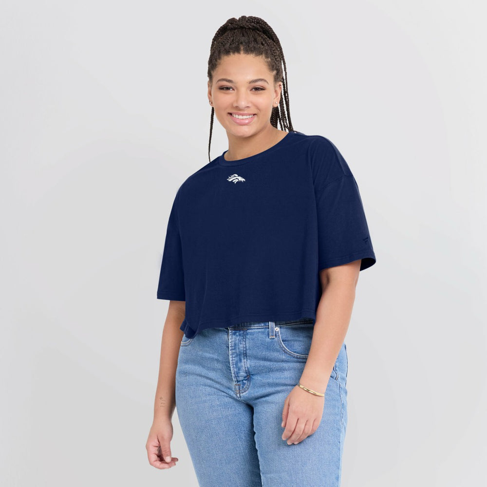 Denver Broncos Women's Elements Super Soft Boxy Cropped T-Shirt Navy - Fanatics