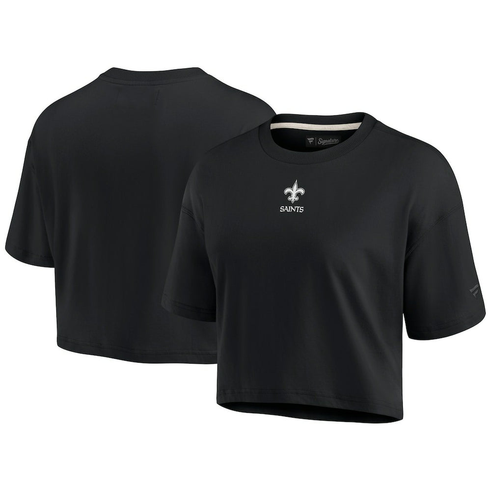 New Orleans Saints Women's Elements Super Soft Boxy Cropped T-Shirt Black - Fanatics