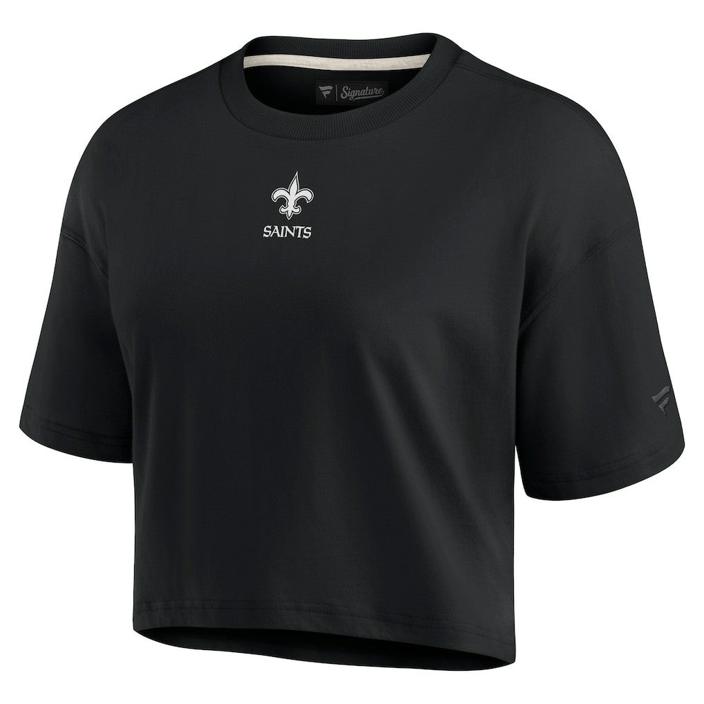 New Orleans Saints Women's Elements Super Soft Boxy Cropped T-Shirt Black - Fanatics