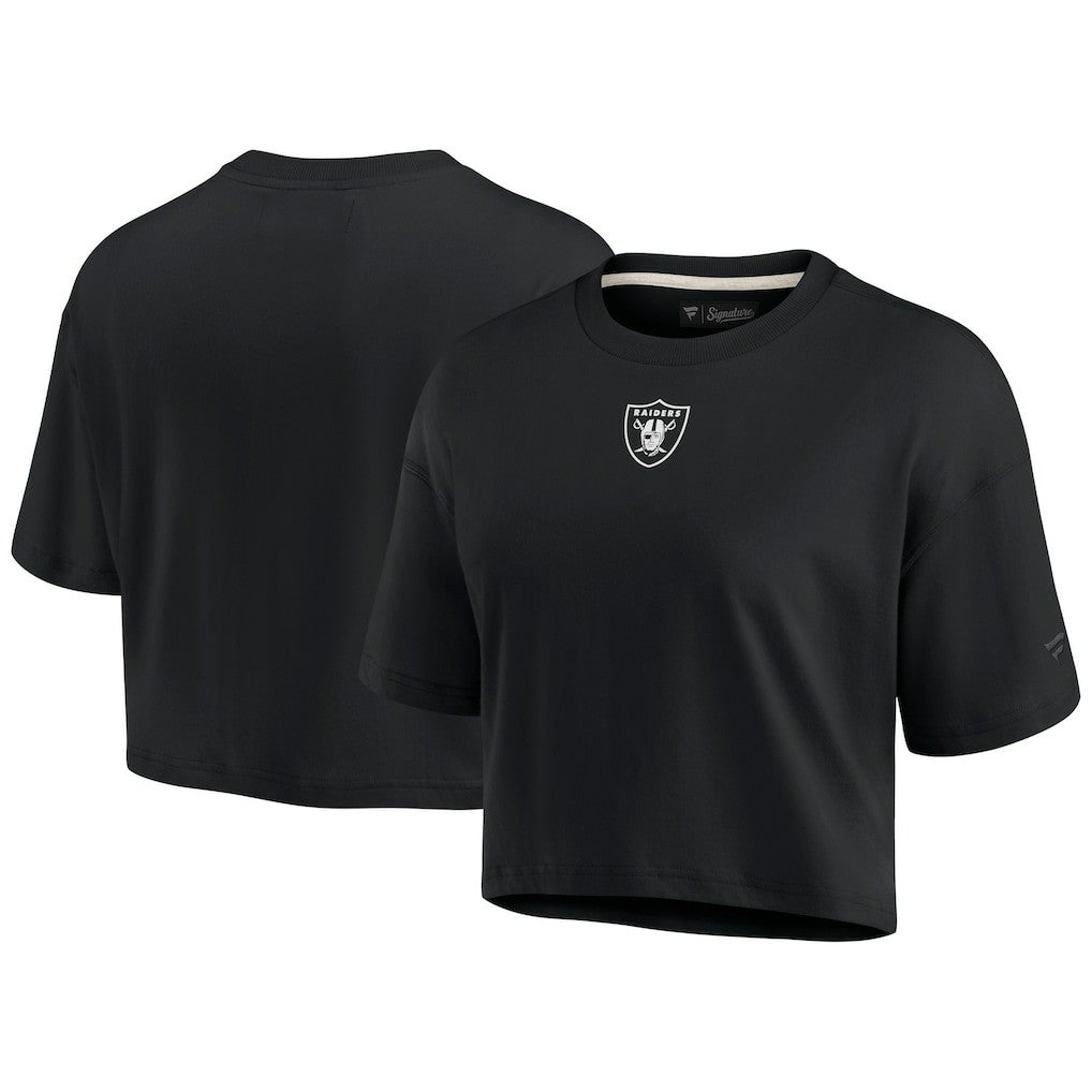 Las Vegas Raiders Women's Elements Super Soft Boxy Cropped T-Shirt Black - Fanatics