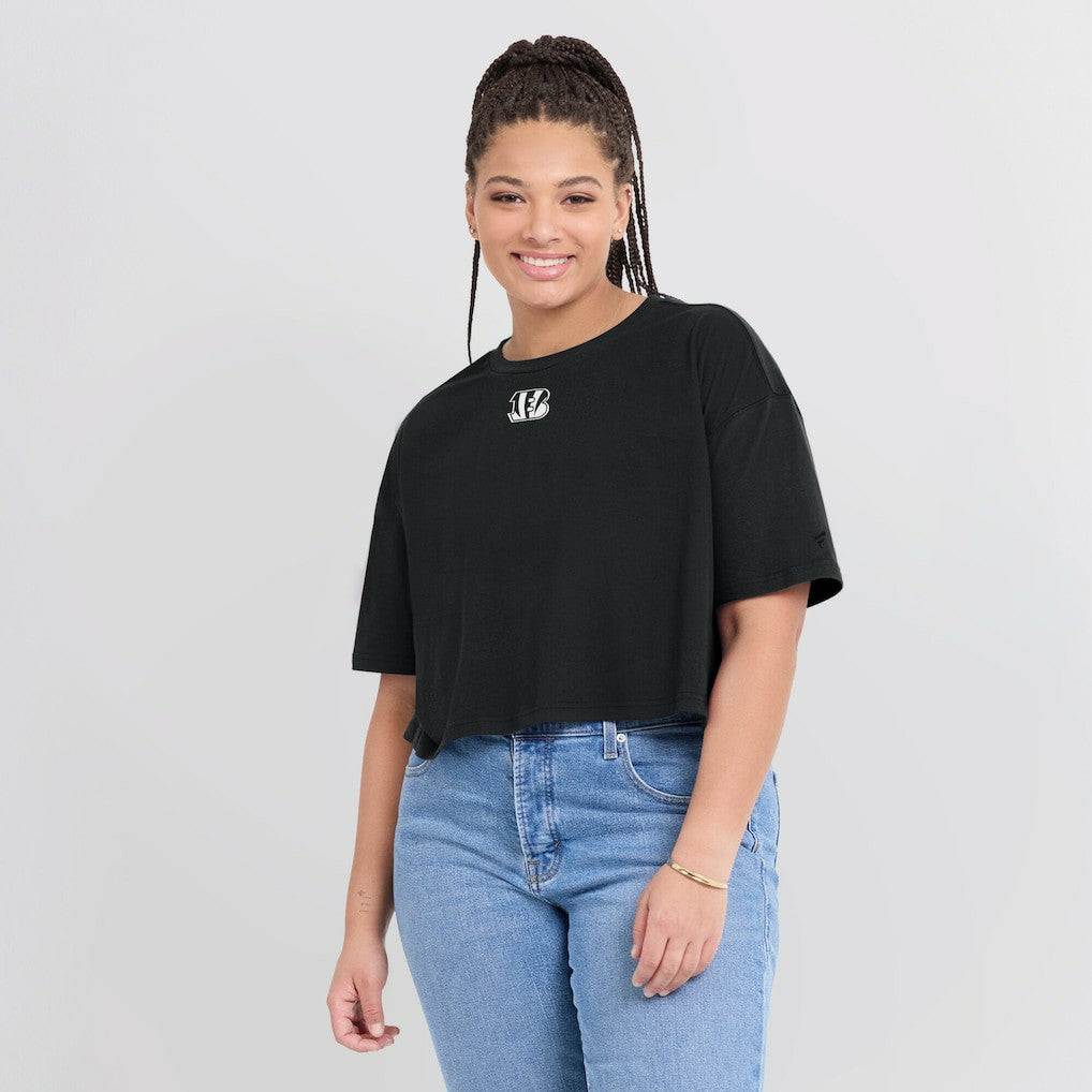 Cincinnati Bengals Women's Elements Super Soft Boxy Cropped T-Shirt Black - Fanatics