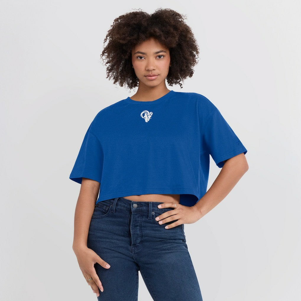 Los Angeles Rams Women's Elements Super Soft Boxy Cropped T-Shirt Royal - Fanatics