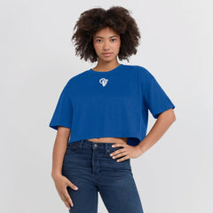 Los Angeles Rams Women's Elements Super Soft Boxy Cropped T-Shirt Royal - Fanatics