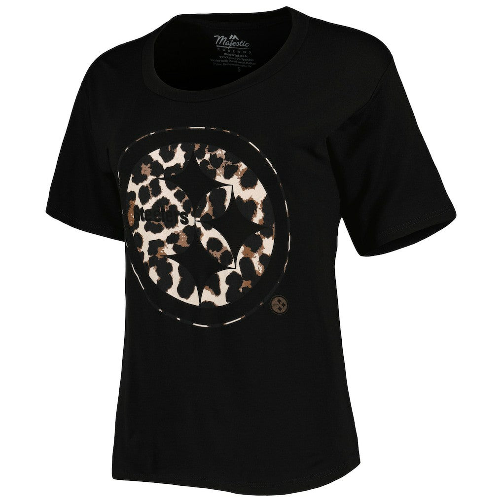 T.J. Watt Pittsburgh Steelers Majestic Threads Women's Leopard Player Name & Number T-Shirt Black - NFL