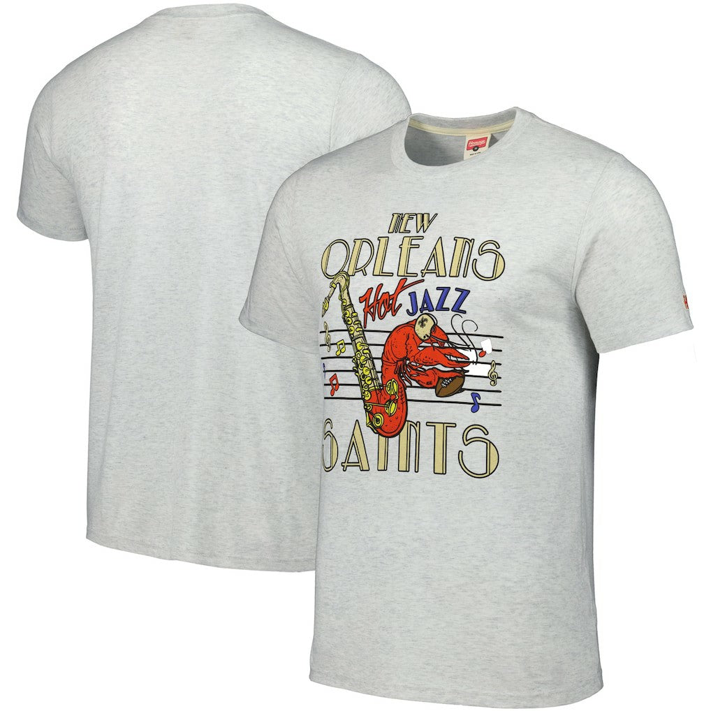 New Orleans Saints Homage Jazz Hyper Local Tri-Blend T-Shirt Ash - NFL