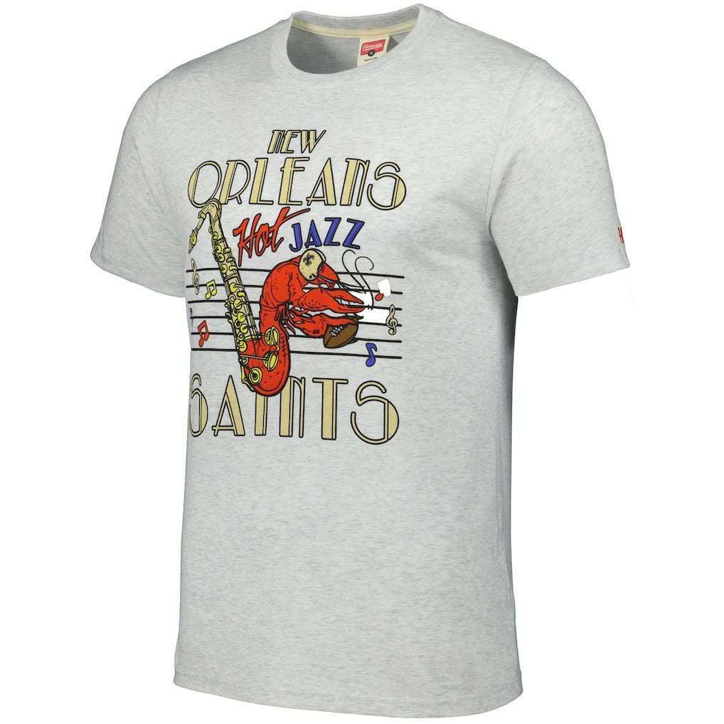New Orleans Saints Homage Jazz Hyper Local Tri-Blend T-Shirt Ash - NFL