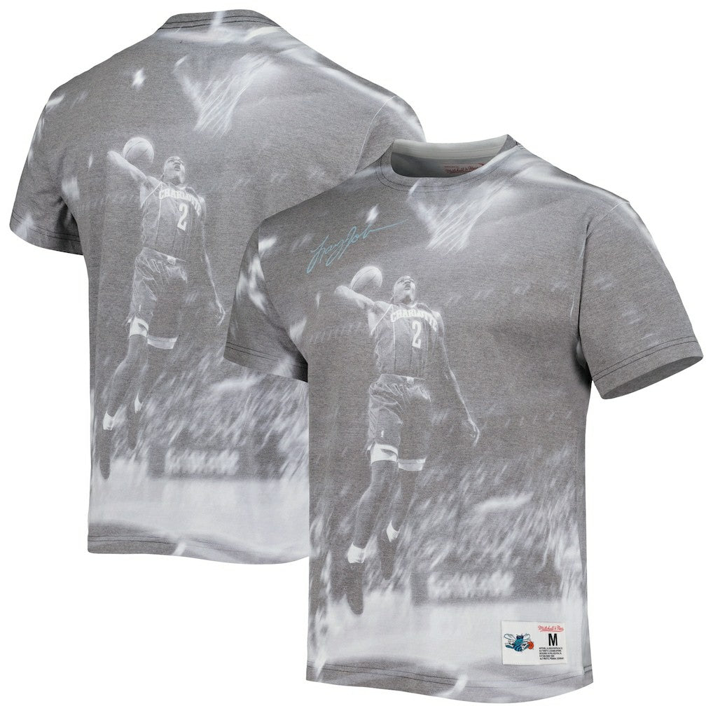 Mitchell & Ness - Larry Johnson Charlotte Hornets Above The Rim T-Shirt - Heather Gray