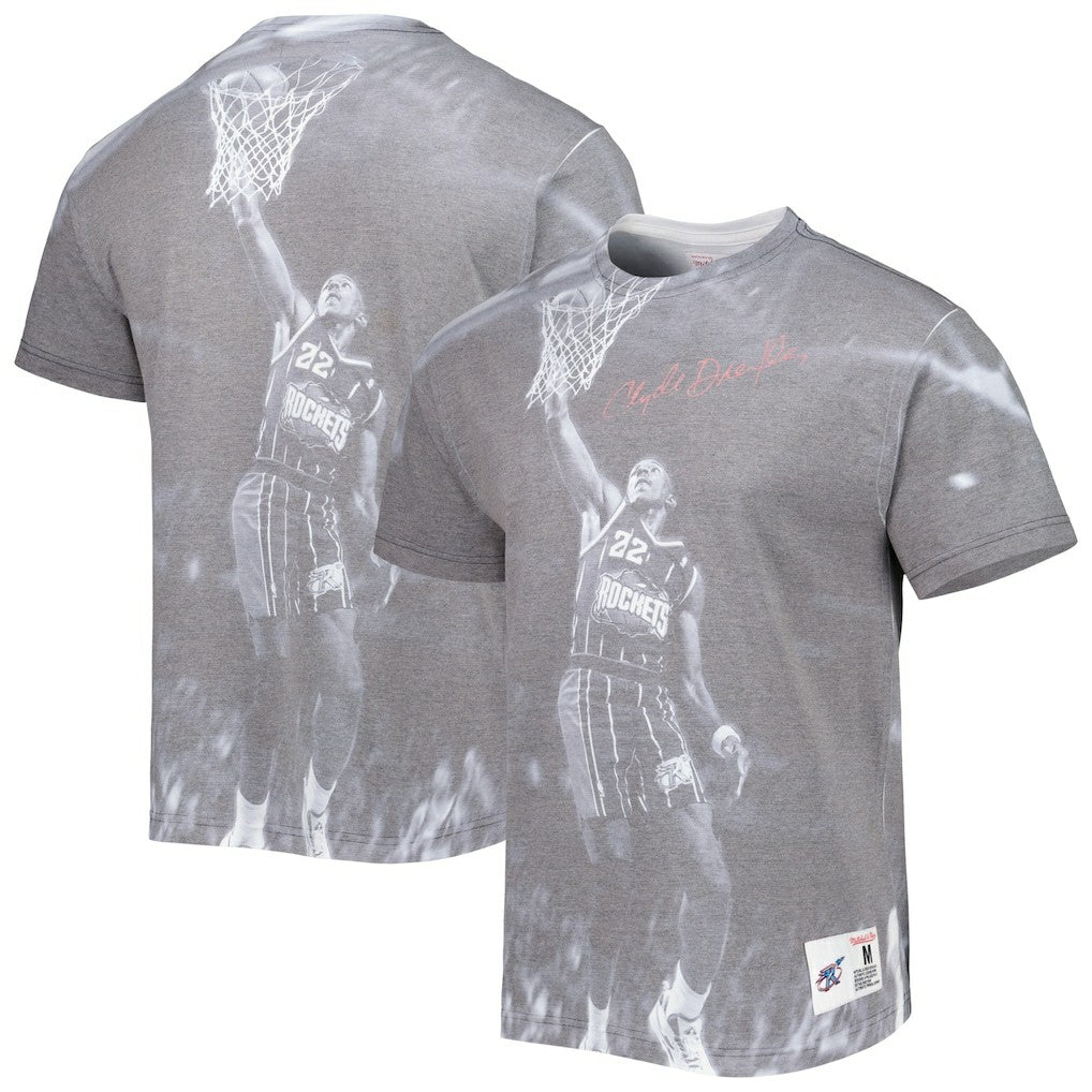 Mitchell & Ness - Clyde Drexler Houston Rockets Above The Rim T-Shirt - Heather Gray