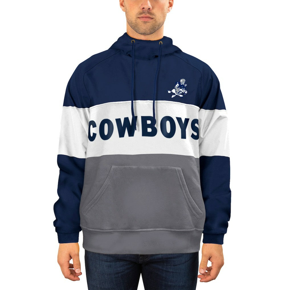 Dallas Cowboys New Era Fleece Retro Joe Pullover Hoodie Navy/White - NFL
