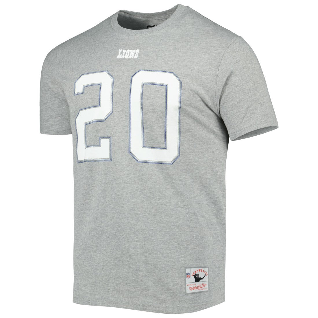 Barry Sanders Detroit Lions Retired Player Logo Name & Number T-Shirt Gray - Mitchell & Ness
