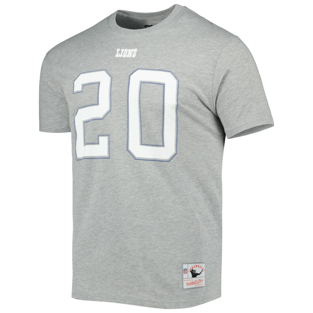 Barry Sanders Detroit Lions Retired Player Logo Name & Number T-Shirt Gray - Mitchell & Ness