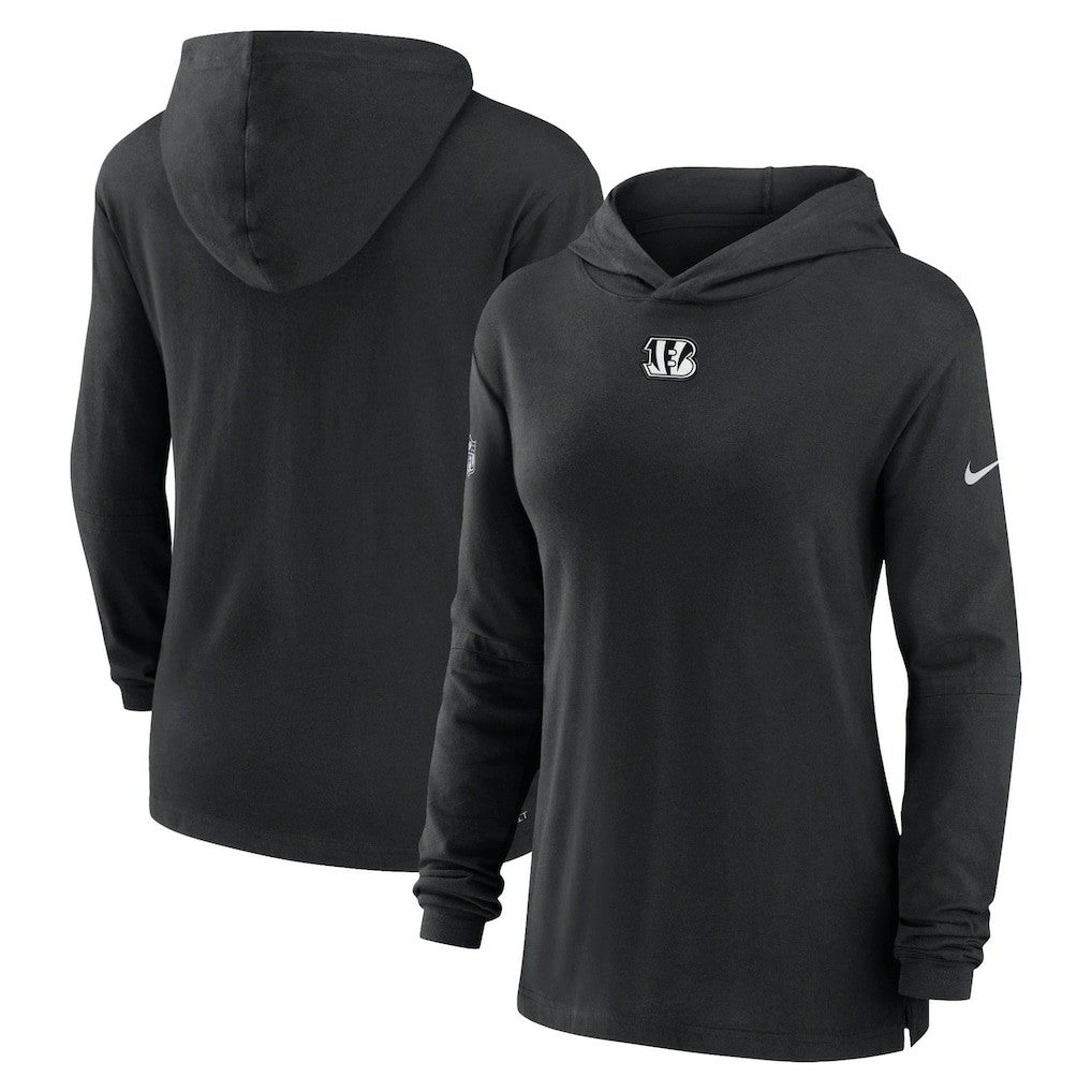 Cincinnati Bengals Women's Sideline Performance Long Sleeve Hoodie T-Shirt Black - Nike