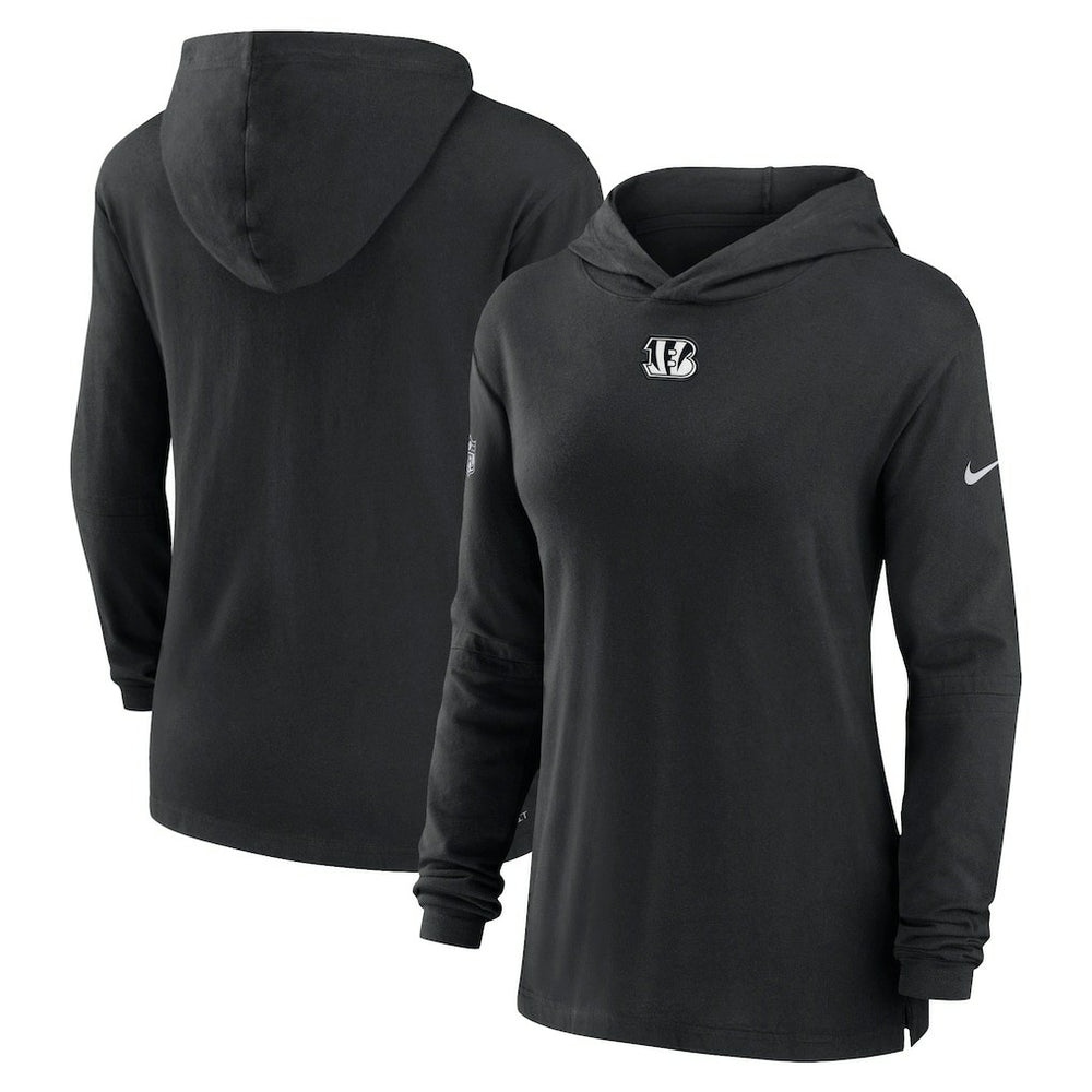 Cincinnati Bengals Women's Sideline Performance Long Sleeve Hoodie T-Shirt Black - Nike
