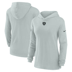 Las Vegas Raiders Women's Sideline Performance Long Sleeve Hoodie T-Shirt Silver - Nike
