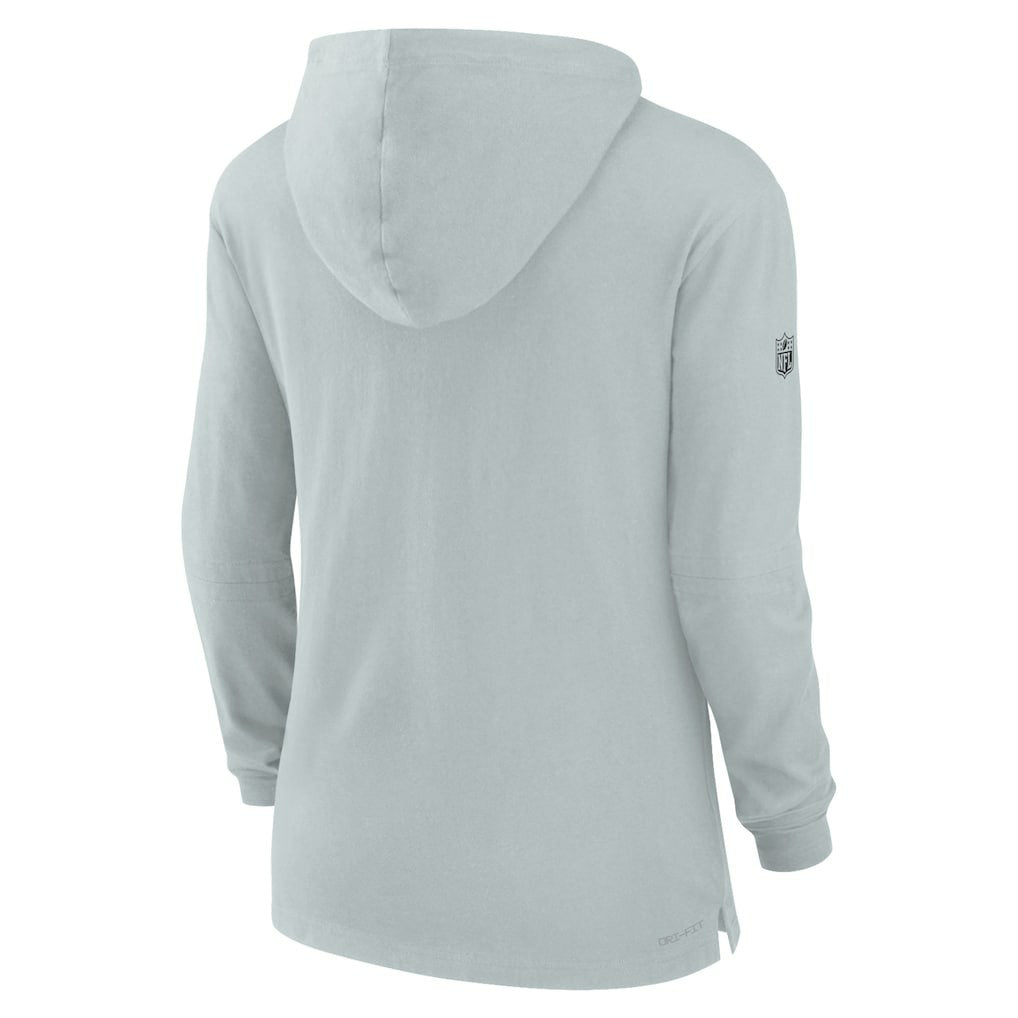 Las Vegas Raiders Women's Sideline Performance Long Sleeve Hoodie T-Shirt Silver - Nike