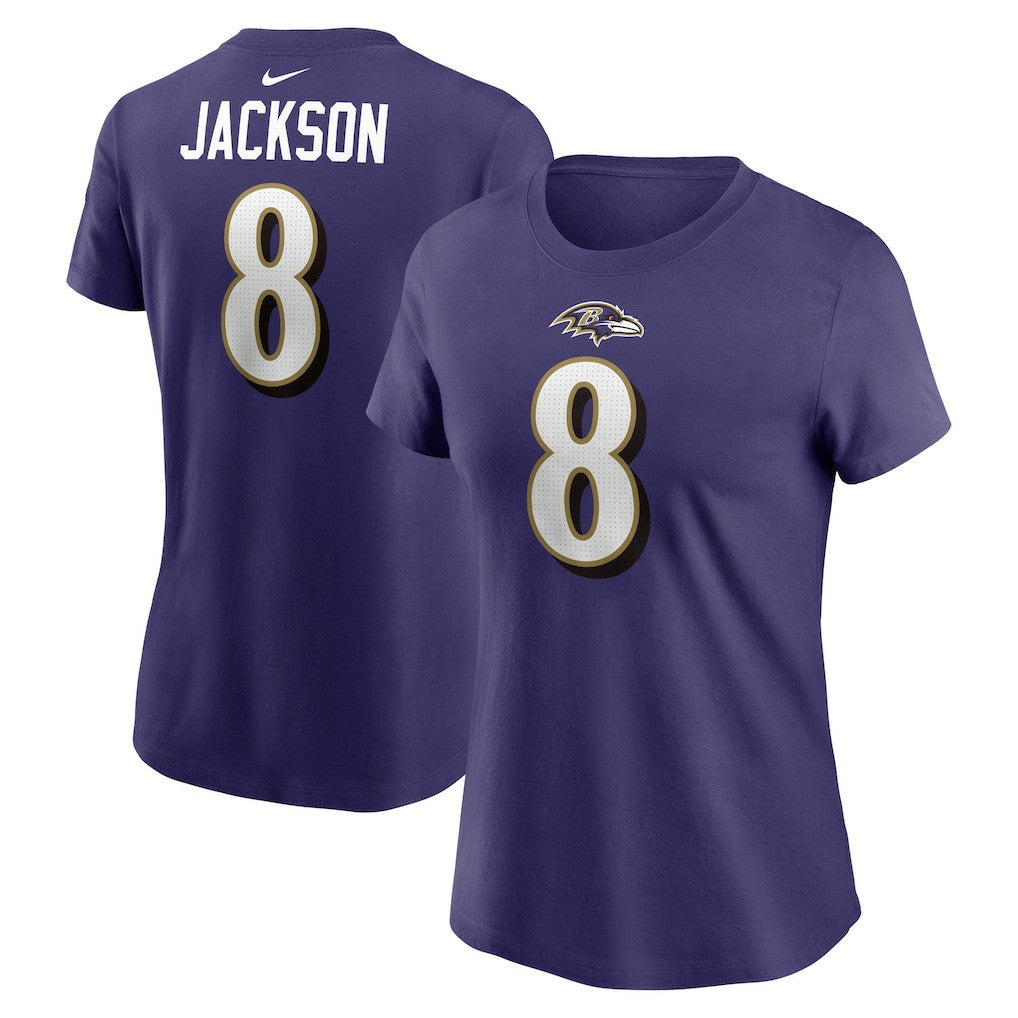 Lamar Jackson Baltimore Ravens Women's Player Name & Number T-Shirt Purple - Nike