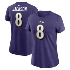Lamar Jackson Baltimore Ravens Women's Player Name & Number T-Shirt Purple - Nike