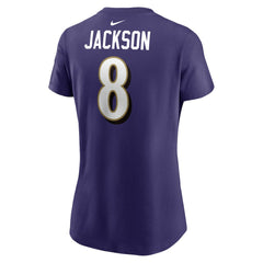 Lamar Jackson Baltimore Ravens Women's Player Name & Number T-Shirt Purple - Nike